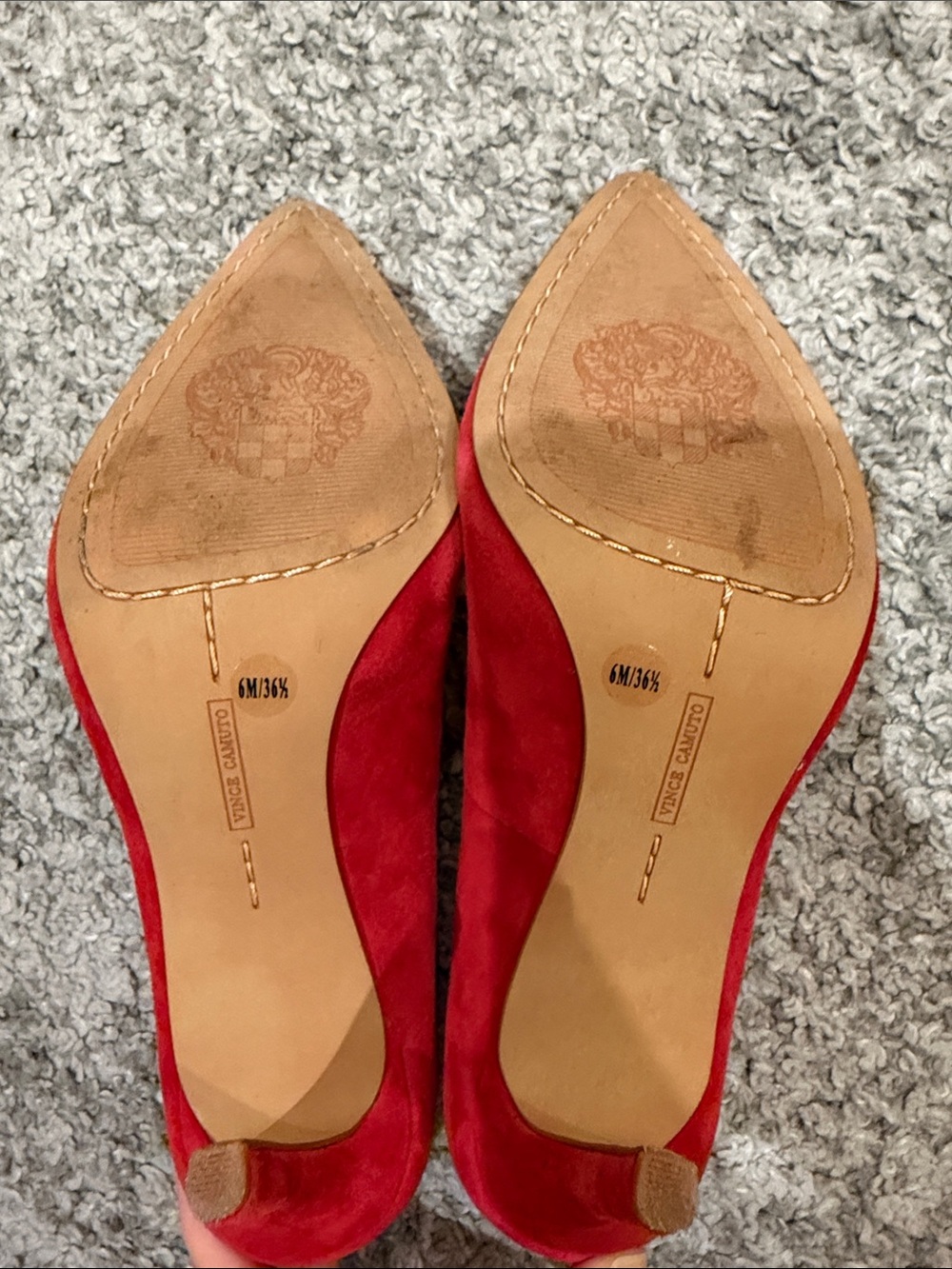 Vince Camuto Red Suede Pointed-Toe Pumps - Classic Silhouette - Picture 3 of 4